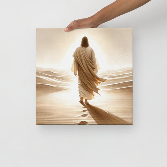 Toile : Jésus dans le désert en aquarelle