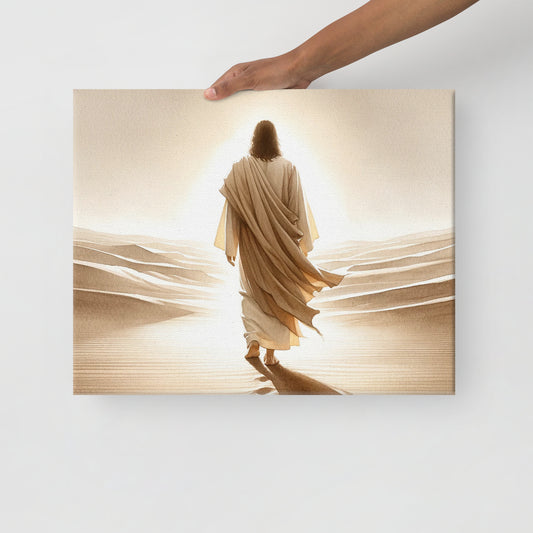 Toile : Jésus dans le désert en aquarelle