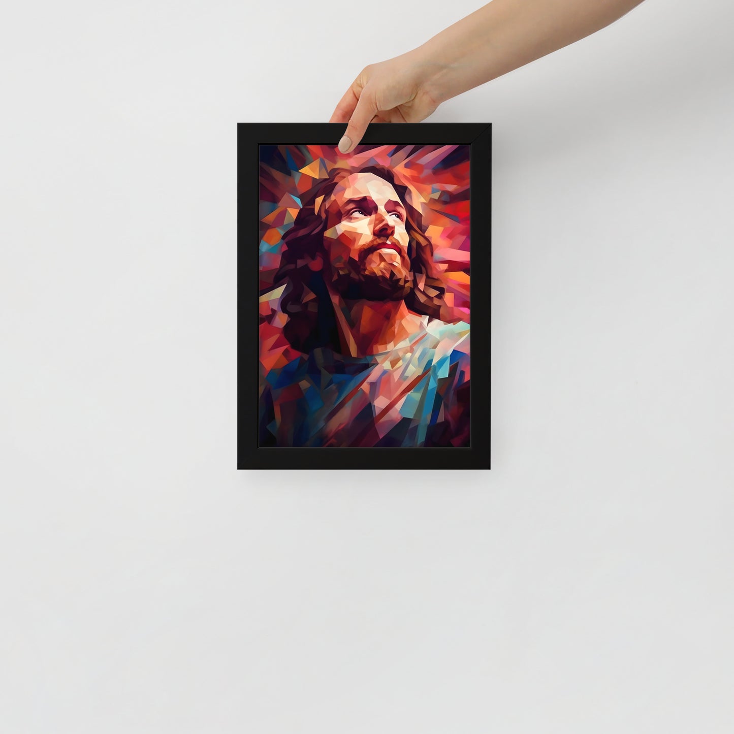 Poster encadré : Jésus low poly