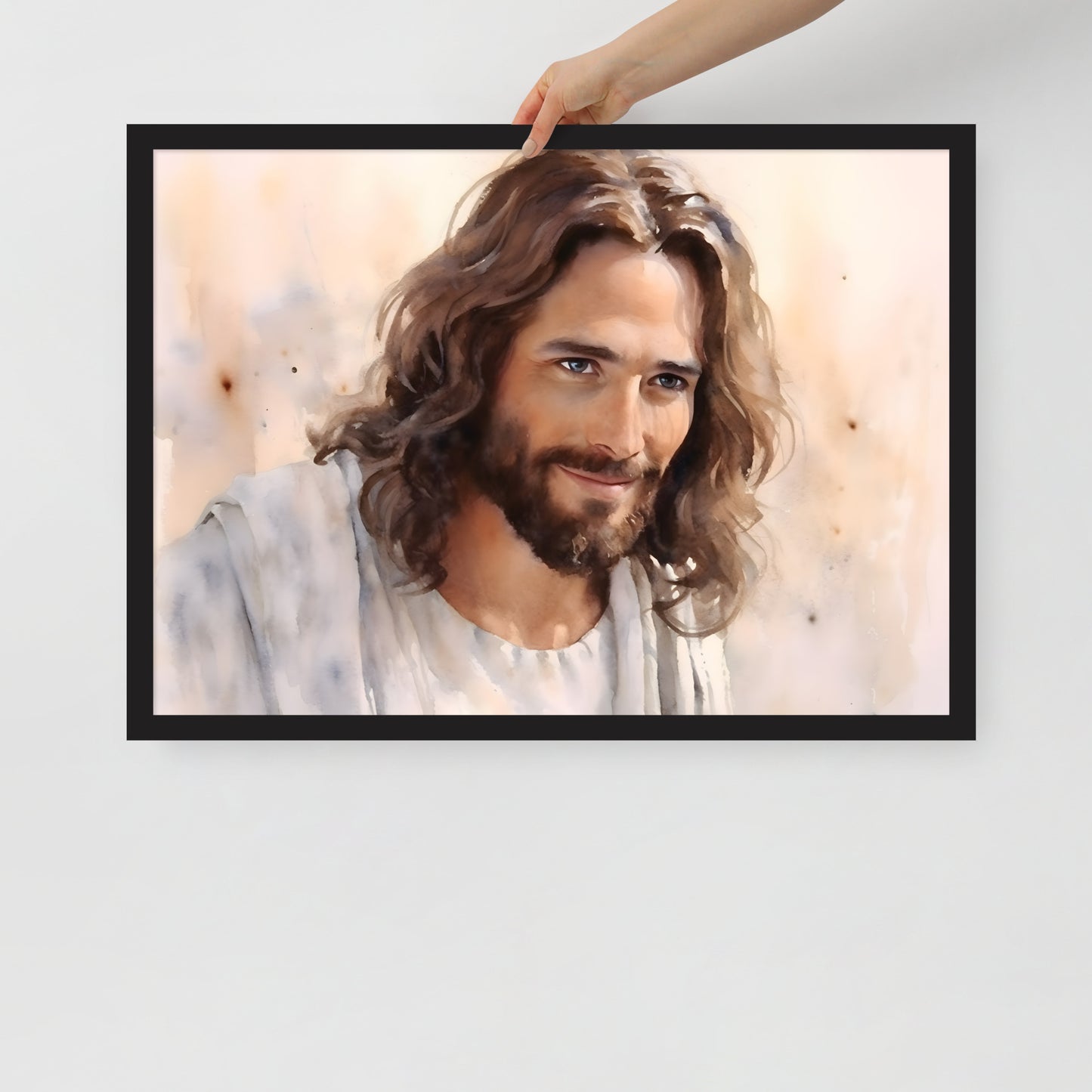 Poster encadré : Jésus aquarelle