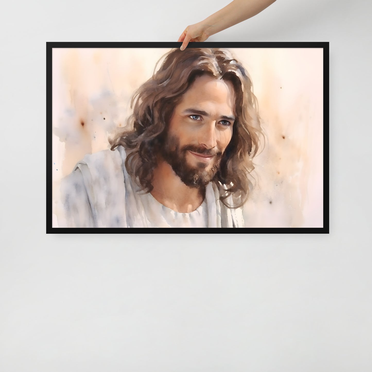 Poster encadré : Jésus aquarelle