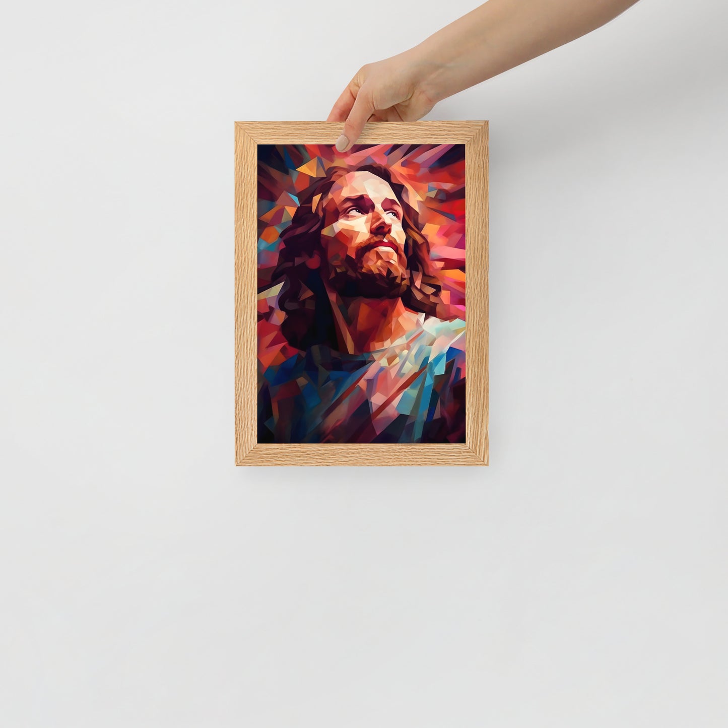 Poster encadré : Jésus low poly