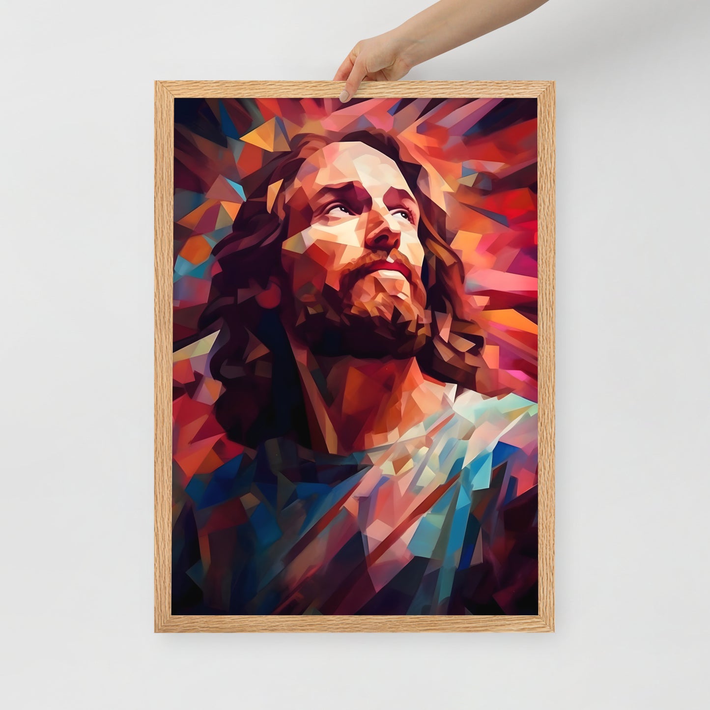 Poster encadré : Jésus low poly
