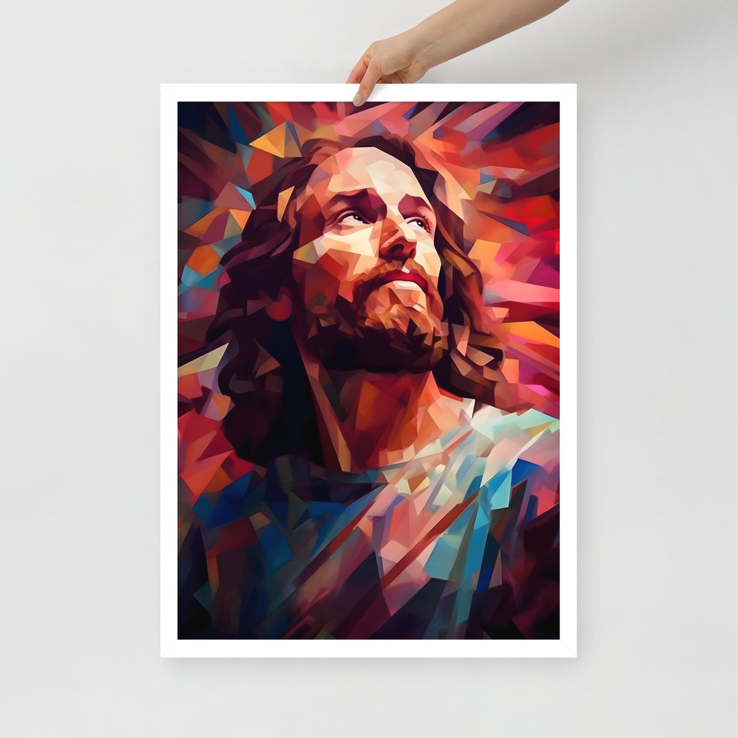Poster encadré : Jésus low poly