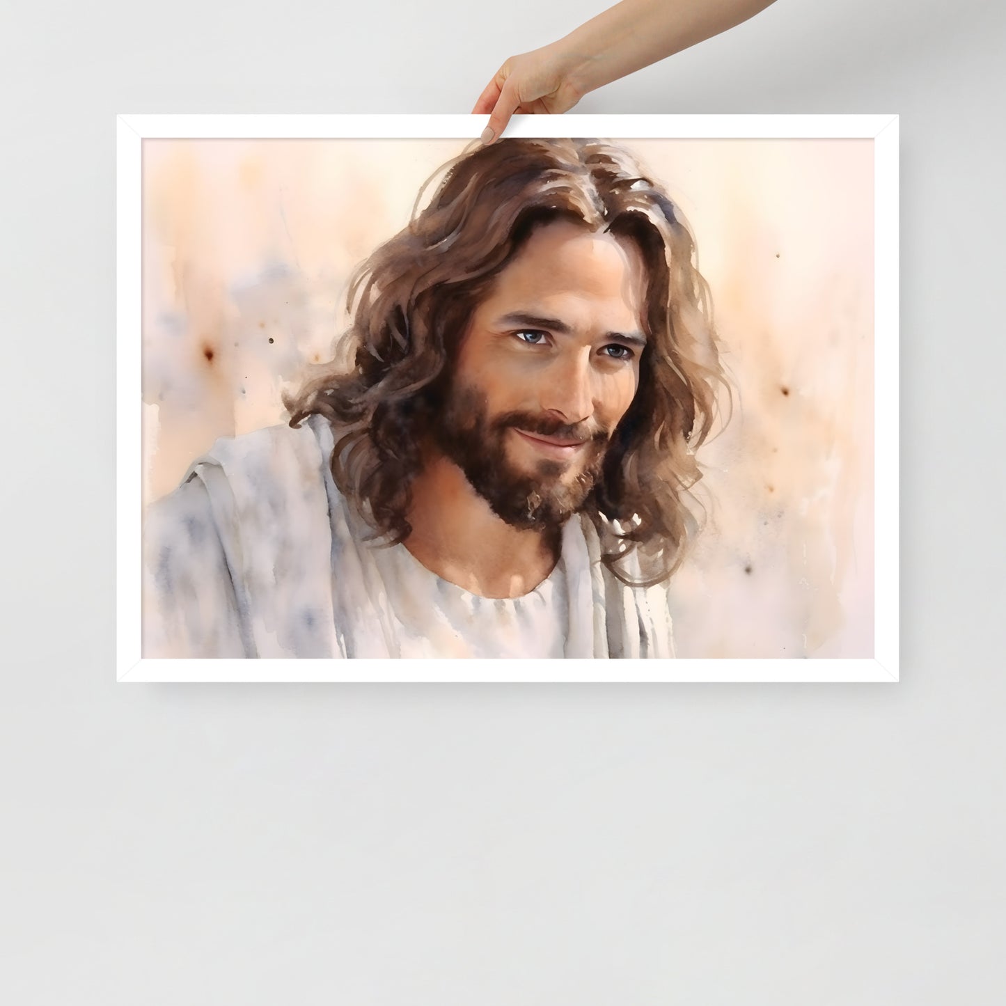 Poster encadré : Jésus aquarelle