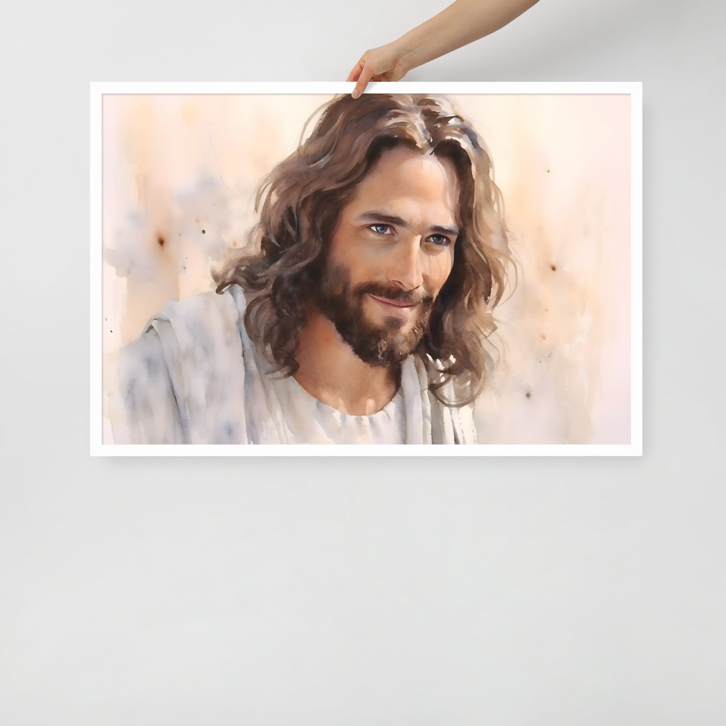 Poster encadré : Jésus aquarelle