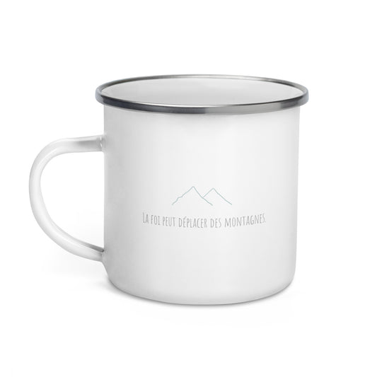 Mug émaillé : la Foi peut déplacer des montagnes