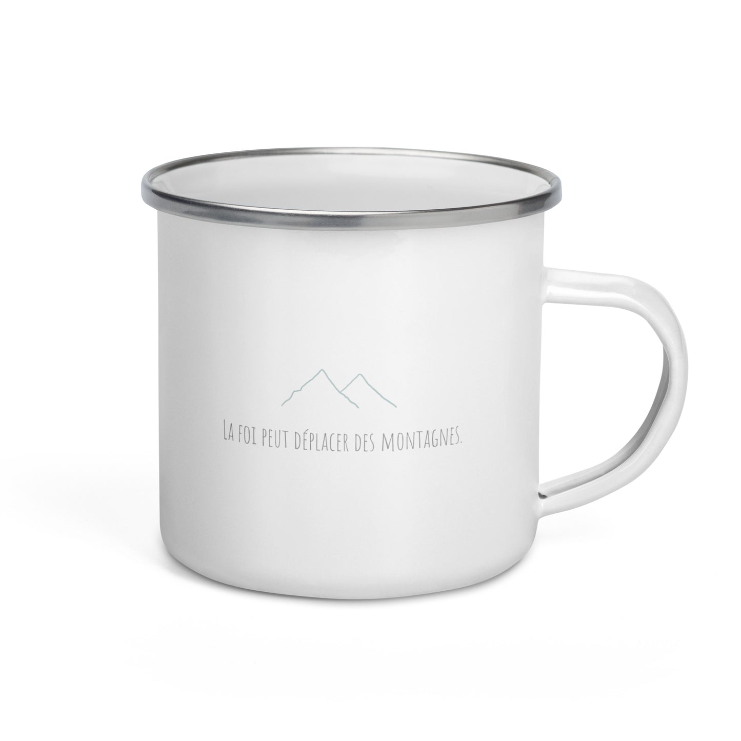 Mug émaillé : la Foi peut déplacer des montagnes