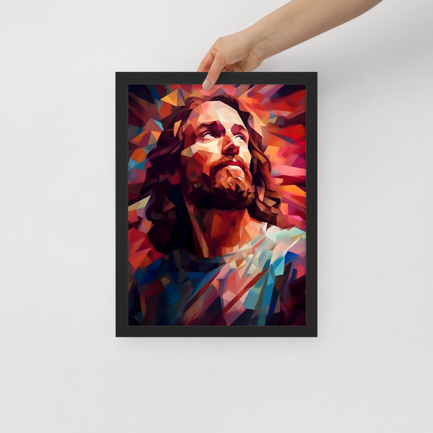 Poster encadré : Jésus low poly