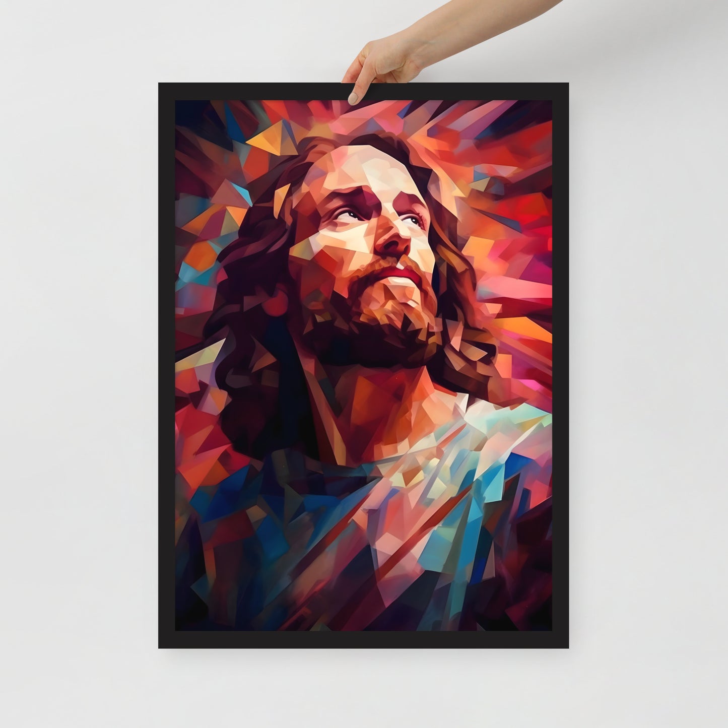 Poster encadré : Jésus low poly