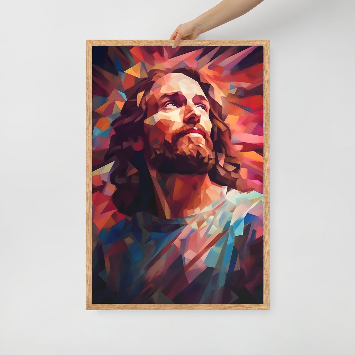 Poster encadré : Jésus low poly