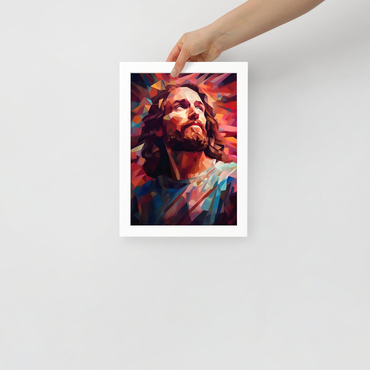 Poster encadré : Jésus low poly