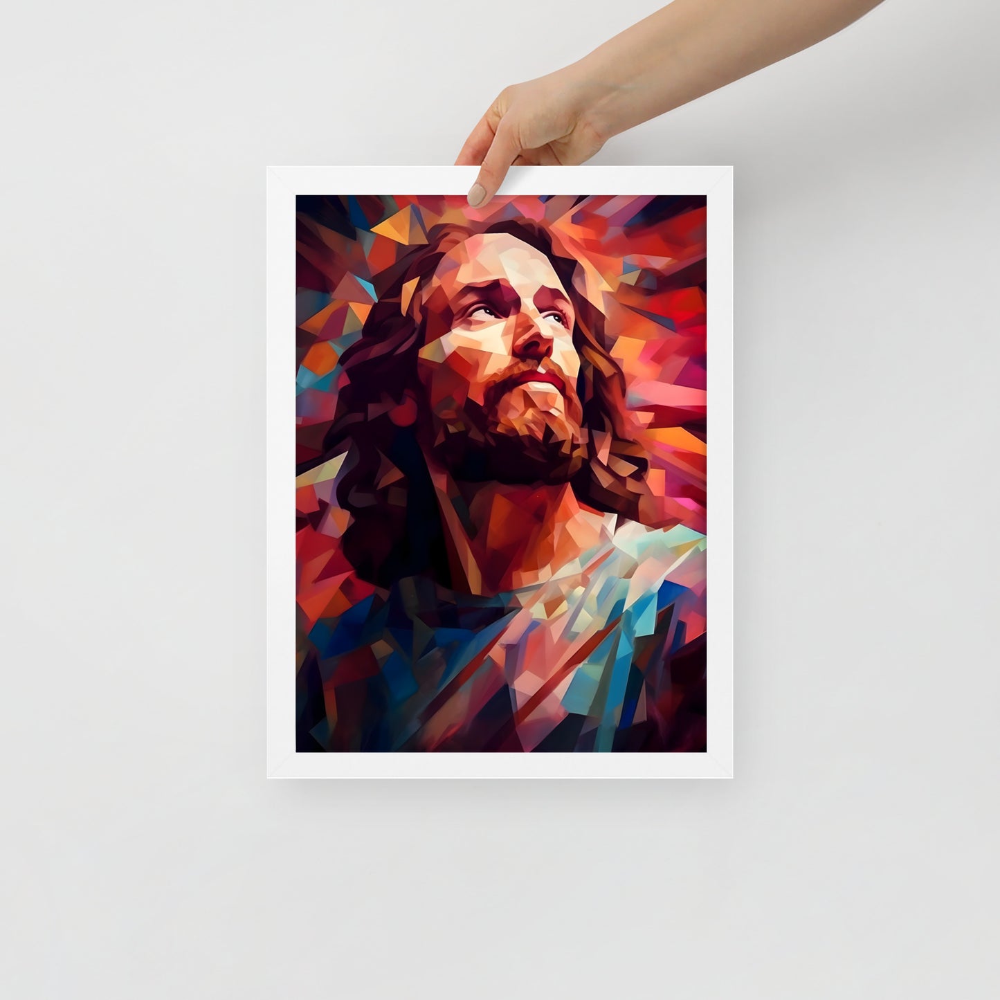 Poster encadré : Jésus low poly