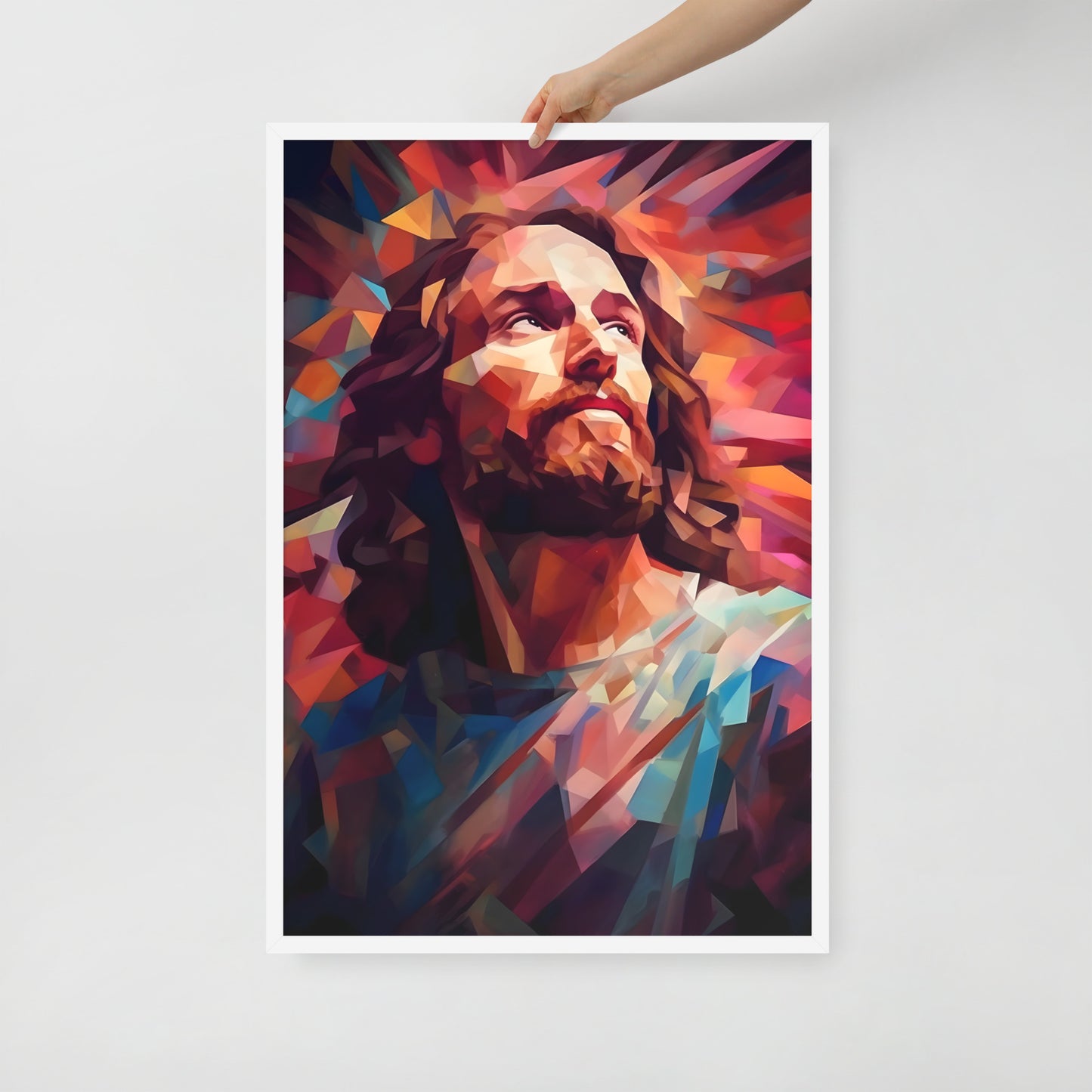 Poster encadré : Jésus low poly